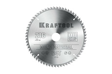 Пильный диск по алюминию Kraftool Multi material 216x30 мм, 64Т 36953-216-30