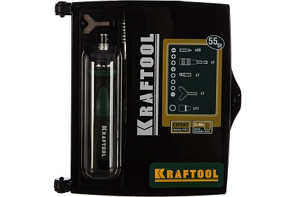 Реверсивная отвертка Kraftool EXPERT с битами 25554-H55