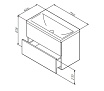 Тумба с раковиной Am.Pm Gem 75 см подвесная 2 ящика белый