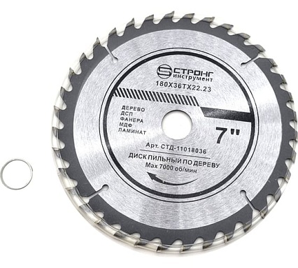 Диск пильный по дереву 180x22.23/20 мм, 36Z Strong СТД-110118036