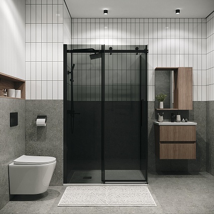 Душевой уголок Grossman Classic 120.K33.04.1080.21.10 100x80 тонированный, черный матовый