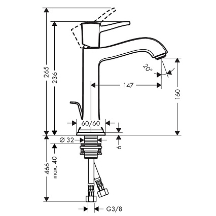 Смеситель для раковины Hansgrohe Metropol Classic 31302090 хром/золото