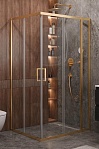 Душевой уголок Cezares MOLVENO-AH-21-100+20-C-BORO-IV 120x100 прозрачный, брашированное золото