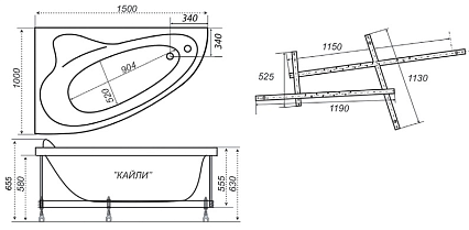 Акриловая ванна Тритон Кайли 150х100 L/R