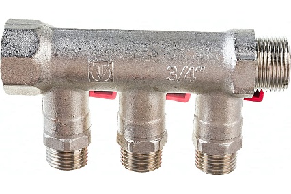 Коллектор с кранами (3/4"; 3 х 1/2") Valtec VTc.580.N.0503 78753