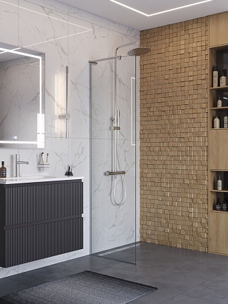 Душевая перегородка Belbagno UNO-L-1-TB-60-C-Cr 60x200 прозрачная, хром