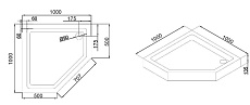 Поддон для душа Black&White Stellar Wind Easy Plumb P-10H 100x100 пятиугольный