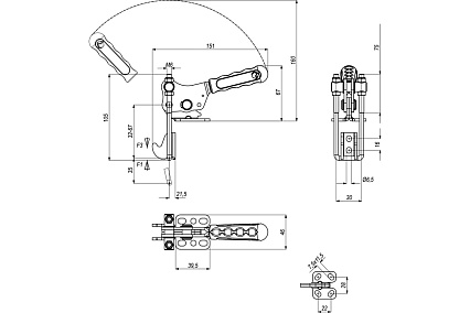 Натяжная регулируемая вертикальная защелка KUKAMET S351-3