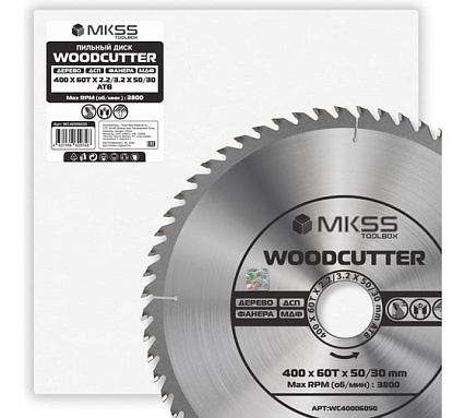 Диск пильный по дереву MKSS Toolbox Woodcutter WC4000 400x60Тх50/30 мм WC40006050