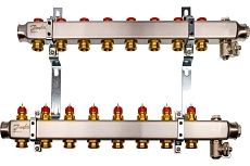 Комплект коллекторов Danfoss SSM-8 с кронштейнами для 8 контуров 088U0978