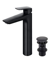 Смеситель для раковины Aquatek Вега AQ1005MB донный клапан, черный матовый