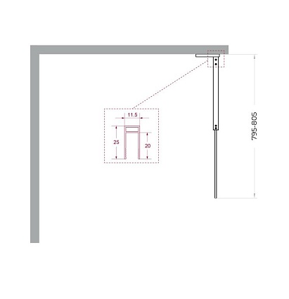 Душевая перегородка Belbagno UNO-L-1-TB-80-C-GM 80x200 прозрачная, оружейная сталь