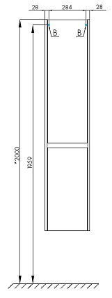 Шкаф пенал Акватон Нортон 34 см, дуб эндгрейн/белый глянец, R