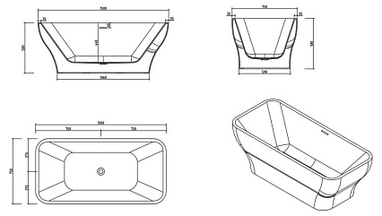 Акриловая ванна BelBagno BB73-1500-750 150x75 белый