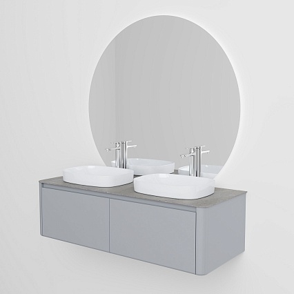 Мебель для ванной Black&White Universe U915.1400-2 Double 140 см, светло-серый, две раковины Мебель для ванной Black&White Universe U915.1400-2 Double 140 см, светло-серый, две раковины