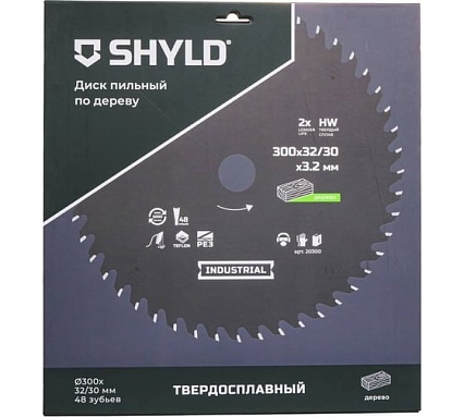 Пильный диск SHYLD по дереву твердосплавный 300x32/30 мм, 48 зубьев 6692480
