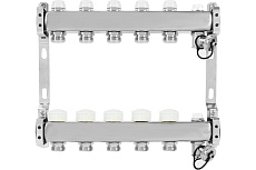 Коллекторная группа из нержавеющей стали ColSys 803 5 выходов, с отсечными, термостатическими и дренажными клапанами и воздухоотводчиками 180322505
