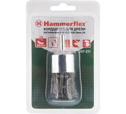 Кордщетка венчик Flex 207-211 (28 мм; d6; стальная витая проволока) Hammer 62126