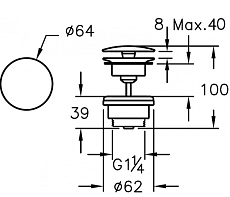 Донный клапан для раковины VitrA Origin A45149 с переливом, хром