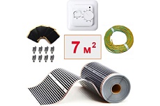 Плёночный электрический тёплый пол ТеплоСофт 7 м2, ширина 100 см, с терморегулятором, инфракрасная плёнка 7 м2 плёнка100 7метров