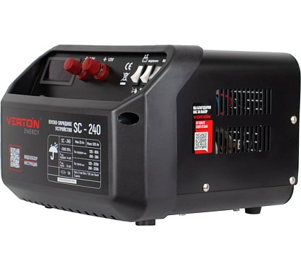 Пуско-зарядное устройство Verton Energy SC-240, 230/50В/Гц,12/24В,емк20-500Ач,ток зар/зап60А/220А 01.12780.17926