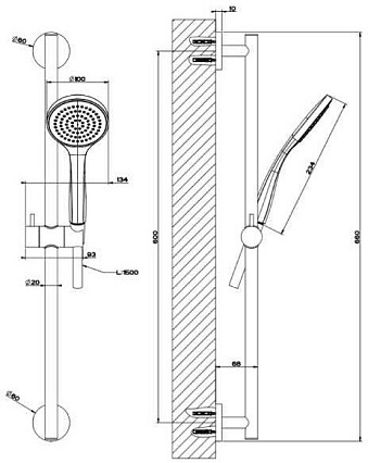 Душевой гарнитур Gessi Shower 47304-149 сталь