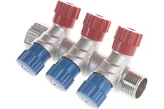 Комплект Valtec _15 VI7 Коллектор с вент. 3 вых.х3/4x1/2 НР, никель VTc.560.N.0503+ Адаптер д/коллектора /конус-плоскость/ 1/2 VTc.701.N.04 VT.VI7.K15.5600503.701
