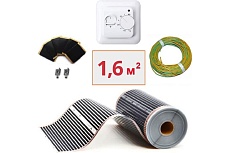 Плёночный электрический тёплый пол ТеплоСофт 1.6 м2, ширина 80 см, с терморегулятором, инфракрасная плёнка 1.6 м2 плёнка80 2метра