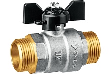 Шаровой кран Зубр полнопроходной &quot;папа-папа&quot;, бабочка, никелированная латунь, 1/2&quot; 51327-1/2