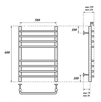 Полотенцесушитель электрический Point PN09156SE П8 50x60 хром