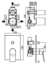 Смеситель для душа Paffoni Tilt TI015CR/M на 2 выхода, хром