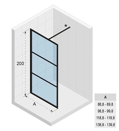 Душевая перегородка Riho Grid GB400 120x200 черный G004027121