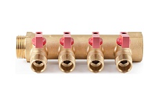 Коллектор с шаровыми кранами PROFACTOR в/н 1&quot; х 4 вых 1/2&quot;нар PF MV 265.4
