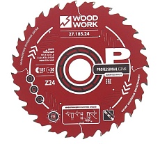 Диск пильный по дереву 185x30x1.8/1.1 мм, A=18° ATB + 8° SHEAR Z=24 WOODWORK 27.185.24