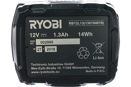 Аккумулятор Ryobi RB12L13 5133002461 (12 В; 1.3 А*ч; Li-Ion)