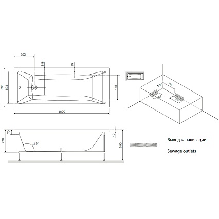 Акриловая ванна Am.Pm Gem W93A-180-070W-A 180x70 см