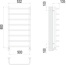 Полотенцесушитель водяной Terminus Стандарт П8 500x800, 4670078530370