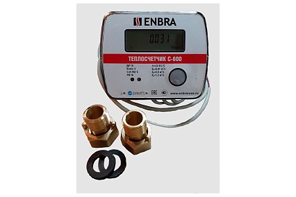 Счетчик тепла Энбра со сгонами, с интерфейсом, rs-485 C-600, Ду 15 RS-485