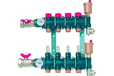 Модульный коллектор COMAP 1" 6 петель, с шаровыми кранами, воздухоотводчиком, петли 3/4" НР C321014001