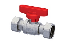 Шаровой кран FAR 1/2" хромированный 3/4" накидные гайки, бабочка, красный FS 3037 12RC