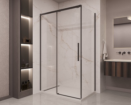 Душевой уголок Vincea Stella VSR-1ST8011CLB 110x80 черный, прозрачное