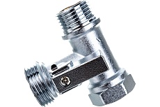 Шаровой кран Uni-Fitt ННВ 1/2&quot; x 3/4&quot; х 1/2&quot;, проходной, для стиральных машин, флажок, хром 182C2320