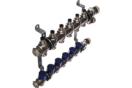 Коллекторная группа ELSEN 1", 6 контуров, размер отвода-3/4", нержавеющая сталь EMi02.06