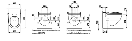 Подвесной унитаз Laufen Cleanet Riva 8.2069.1.400.000.1 безободковый с биде, электронный