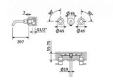 Смеситель для раковины Cezares LEAF-BLI3L-20-L-01-W0 хром