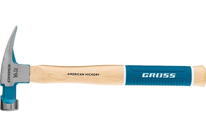 Молоток-гвоздодер Gross American hickory 450г, угол 75, магнит, обрезиненная рукоятка 10418
