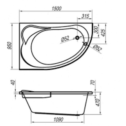 Акриловая ванна Kolpa-San Voice BASIS 150x95 см L