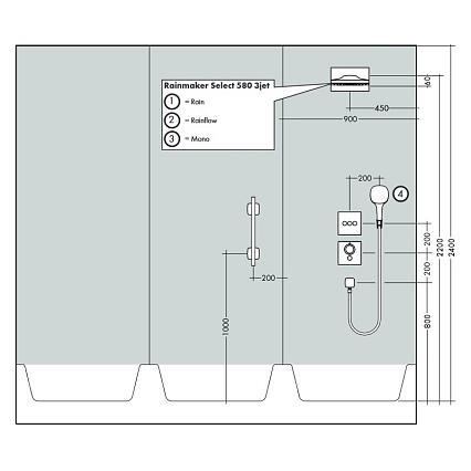 Верхний душ Hansgrohe Rainmaker Select 580 3jet 24001600 черный/хром