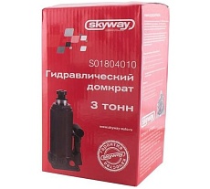 Гидравлический бутылочный домкрат Skyway 3т h 175-335 мм с клапаном в коробке+сумка S01804010