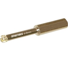 Коронка алмазная по керамограниту/керамике Профи (6х65 мм) Практика 917-507